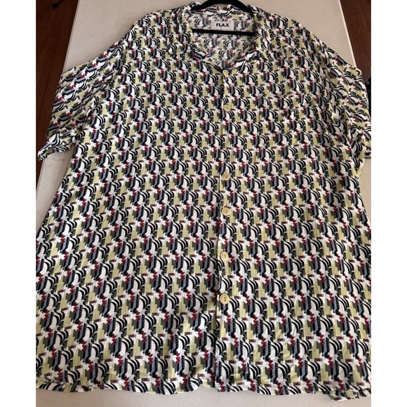 FLAX Designs Dress Tunic 3G 24-26 Art Deco Rayon Thinking Tropics Boho Novelty - Picture 11 of 16